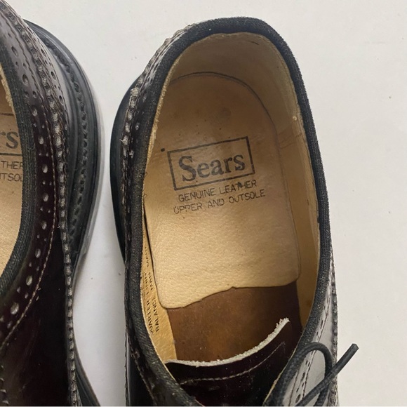 Vintage Sears wing tip leather Oxford shoes brown 7.5 - Picture 6 of 12